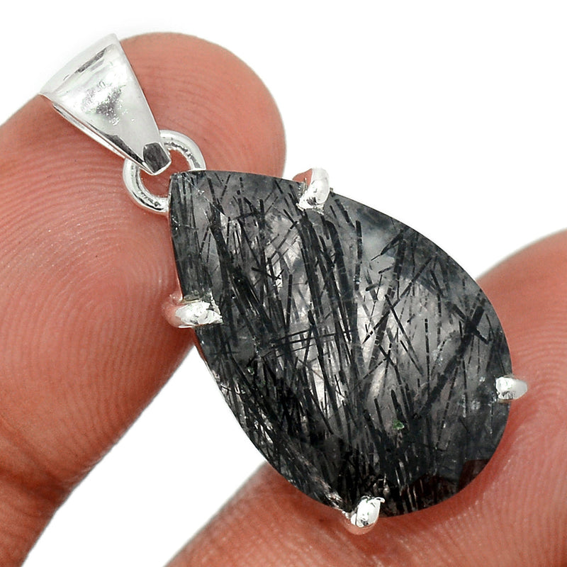 1.2" Black Rutilated Faceted Pendants - BRFP494