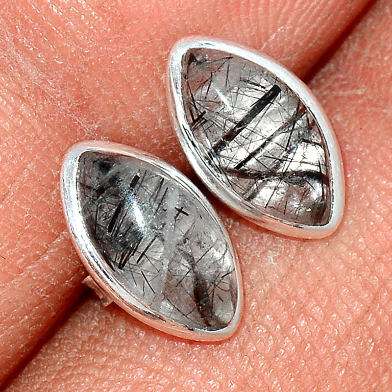 Black Rutilated Quartz Studs - BRUS265