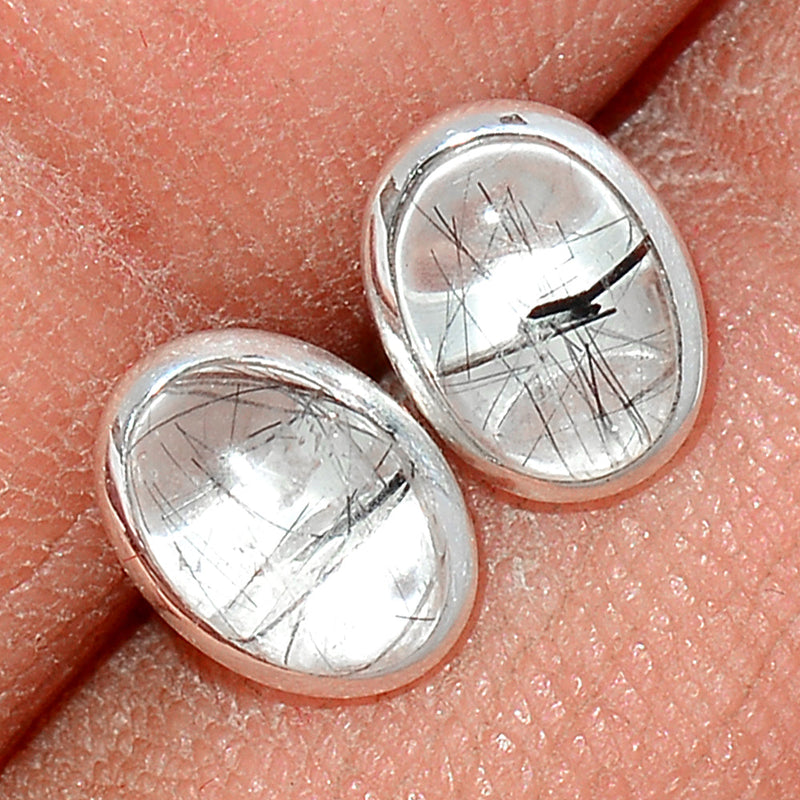 Black Rutilated Quartz Studs - BRUS288