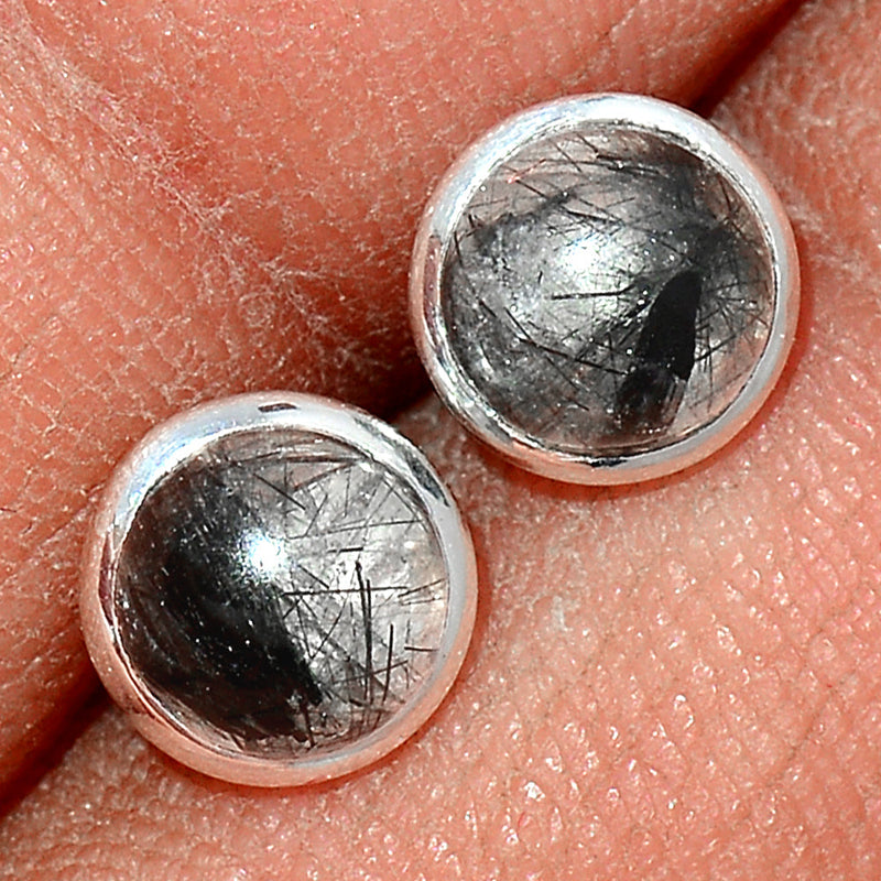 Black Rutilated Quartz Studs - BRUS297