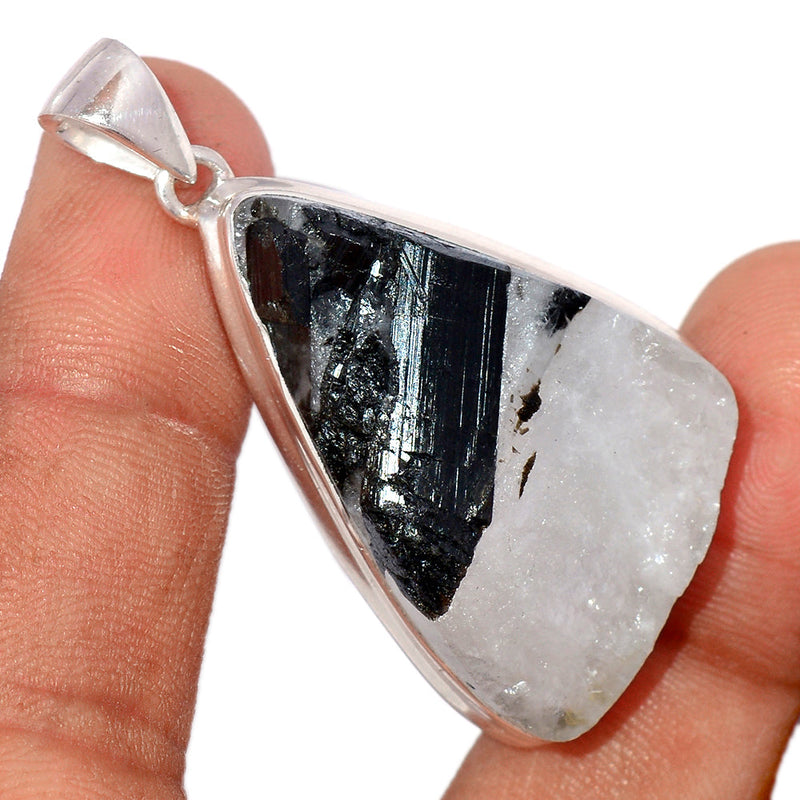 2" Black Tourmaline In Quartz Rough Pendants - BTIP50