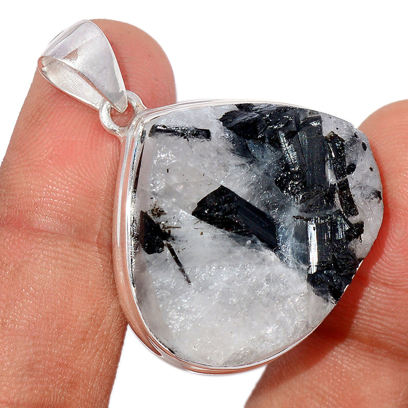 1.5" Black Tourmaline In Quartz Rough Pendants - BTIP54