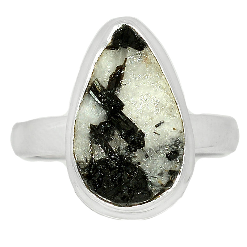 Black Tourmaline In Quartz Rough Ring - BTIR106