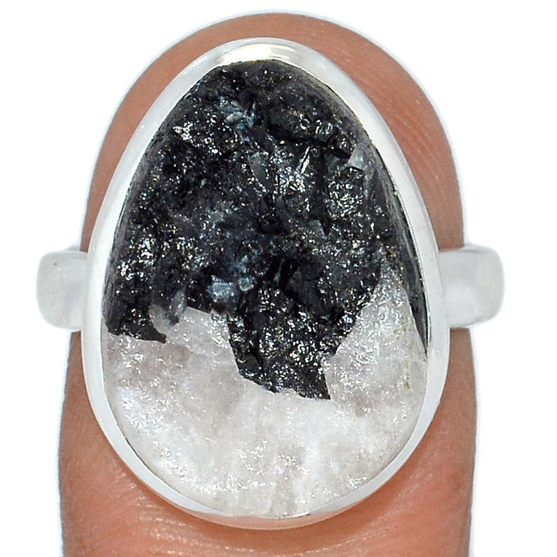 Black Tourmaline In Quartz Rough Ring - BTIR22