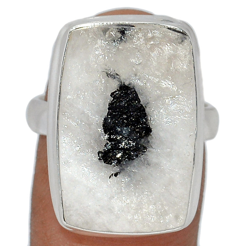 Black Tourmaline In Quartz Rough Ring - BTIR26