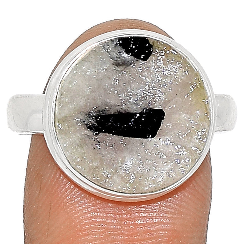 Black Tourmaline In Quartz Rough Ring - BTIR44