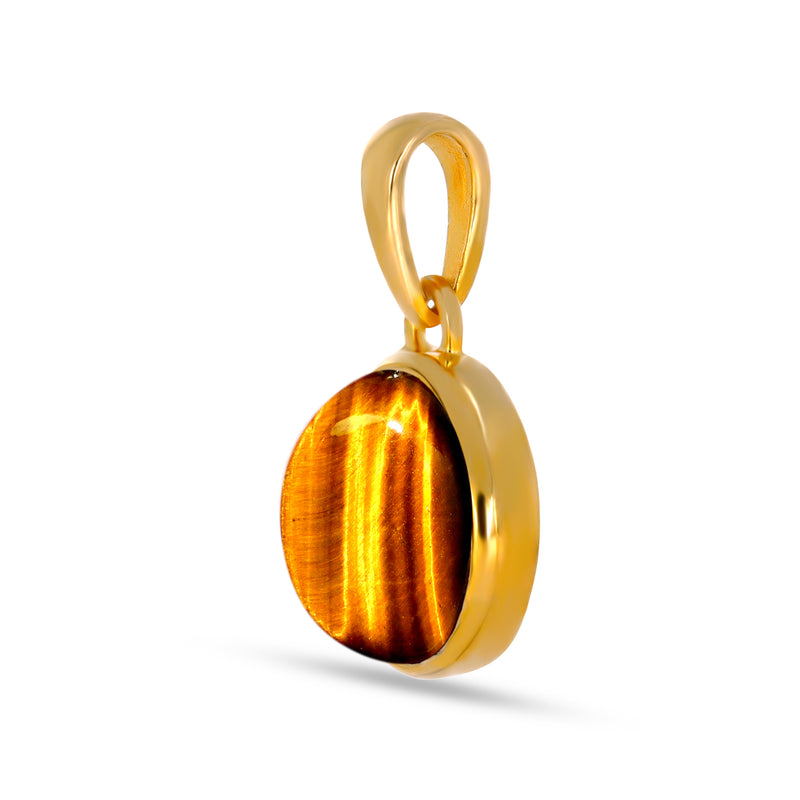 8*8 MM Round - 18k Gold Vermeil - Tiger Eye Pendants - CB-P702G-TE Catalogue