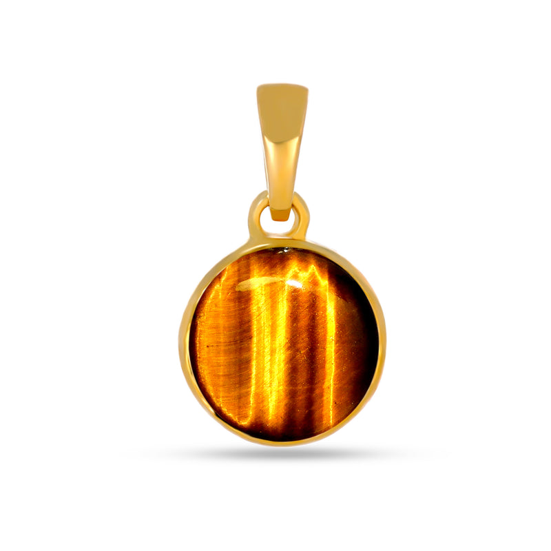 8*8 MM Round - 18k Gold Vermeil - Tiger Eye Pendants - CB-P702G-TE Catalogue