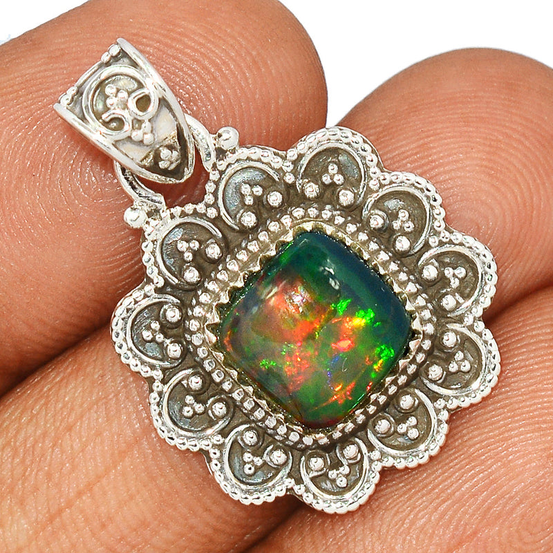 1.3" Large Filigree - Chalama Black Opal Pendants - CBOP523