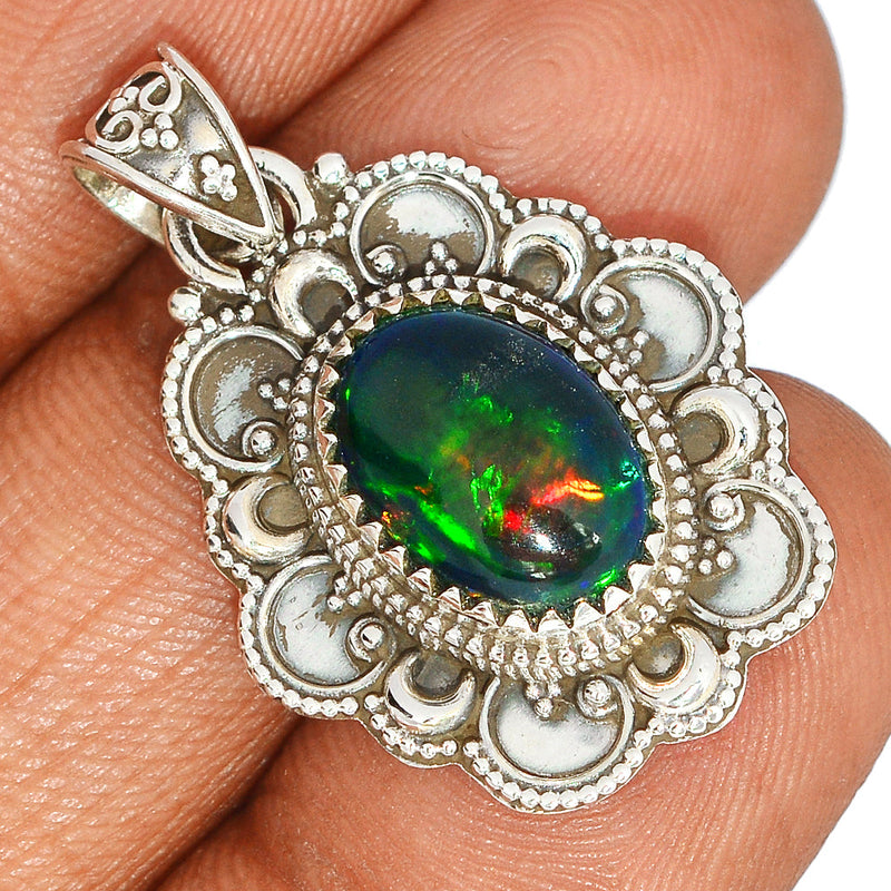 1.3" Large Filigree - Chalama Black Opal Pendants - CBOP524