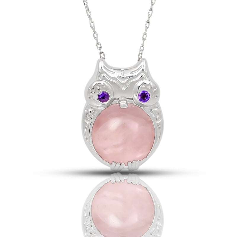 Rose Quartz & Amethyst Faceted Necklace - CNE1007RQ Catalogue