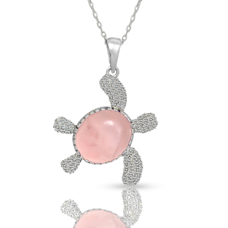 Rose Quartz & CZ Necklace - CNE1008RQ Catalogue