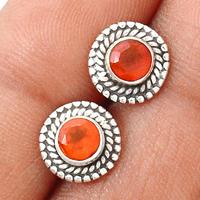 Faceted Carnelian Studs - CRFS100