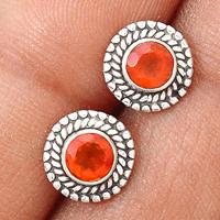 Faceted Carnelian Studs - CRFS102