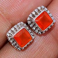 Faceted Carnelian Studs - CRFS113