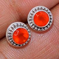 Faceted Carnelian Studs - CRFS114