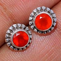 Faceted Carnelian Studs - CRFS120