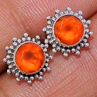 Faceted Carnelian Studs - CRFS147