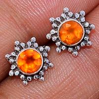 Faceted Carnelian Studs - CRFS156