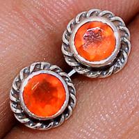 Faceted Carnelian Studs - CRFS182