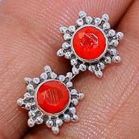 Faceted Carnelian Studs - CRFS188