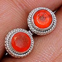 Faceted Carnelian Studs - CRFS198