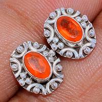 Faceted Carnelian Studs - CRFS204