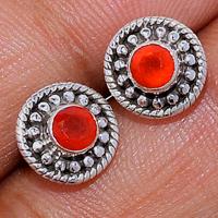 Faceted Carnelian Studs - CRFS216