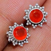 Faceted Carnelian Studs - CRFS218