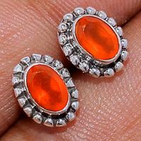 Faceted Carnelian Studs - CRFS219