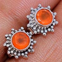 Faceted Carnelian Studs - CRFS237