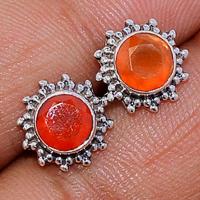 Faceted Carnelian Studs - CRFS244