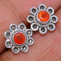 Faceted Carnelian Studs - CRFS251