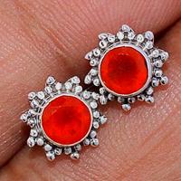 Faceted Carnelian Studs - CRFS254