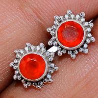 Faceted Carnelian Studs - CRFS256