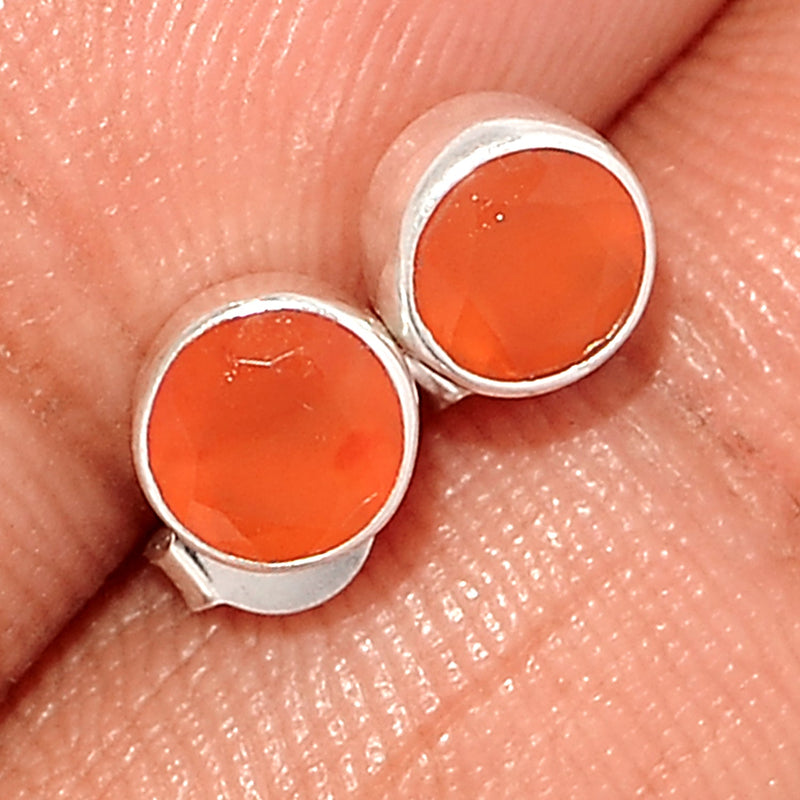 Carnelian Faceted Studs - CRFS271