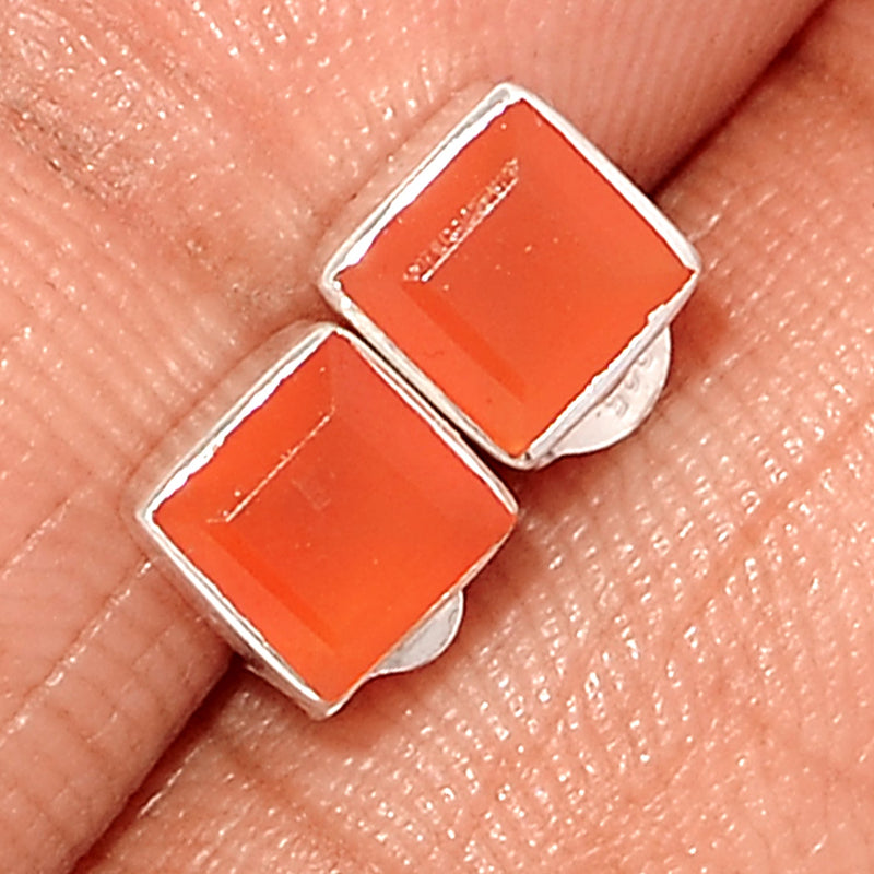 Carnelian Faceted Studs - CRFS274