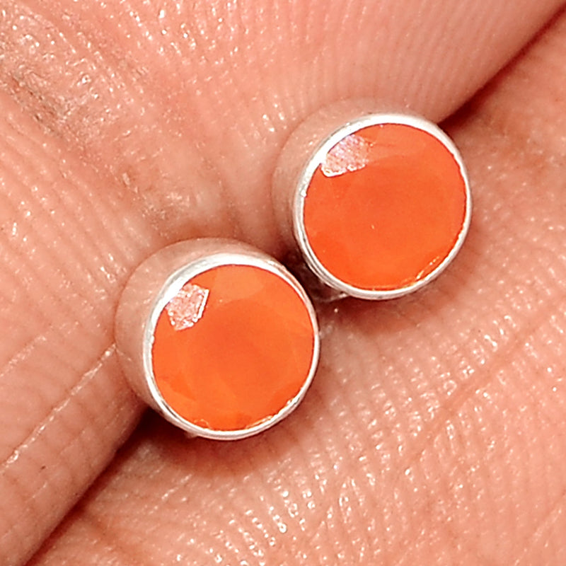 Carnelian Faceted Studs - CRFS296