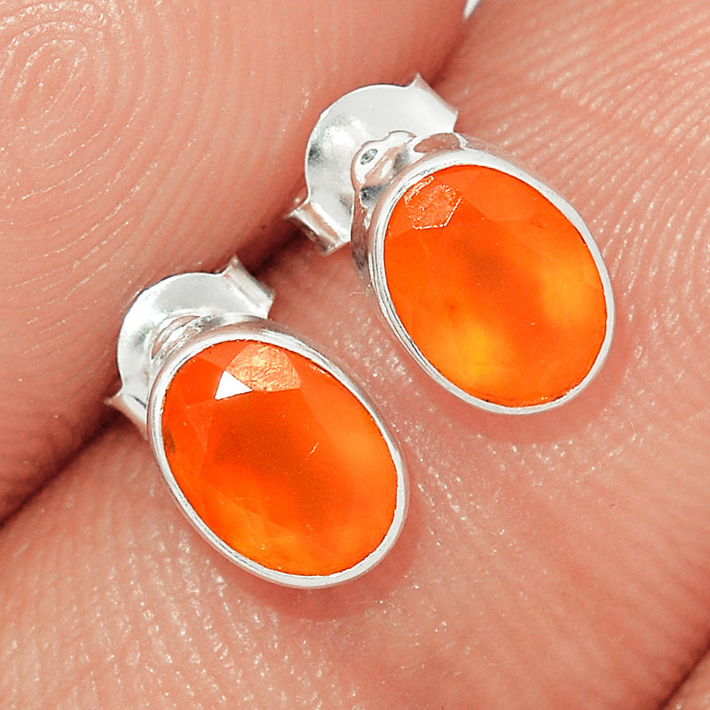 Carnelian Faceted Studs - CRFS351