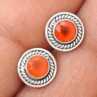 Faceted Carnelian Studs - CRFS80