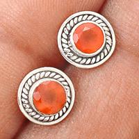 Faceted Carnelian Studs - CRFS90