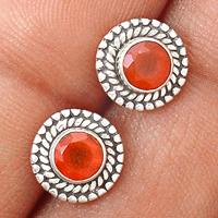 Faceted Carnelian Studs - CRFS98