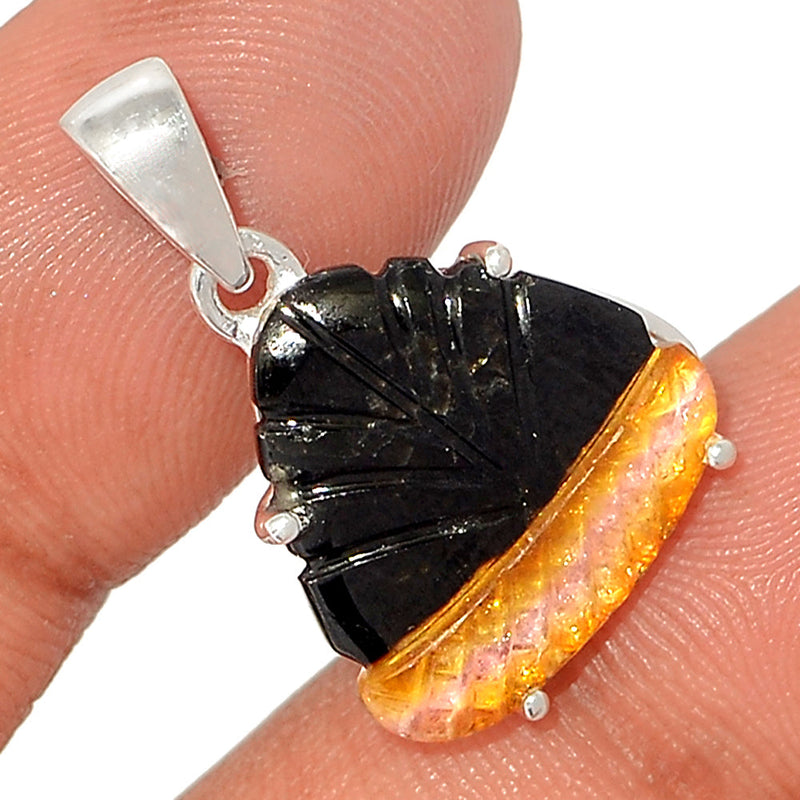 1" Claw - Carved Watermelan Tourmaline Slice Pendants - CWTP9