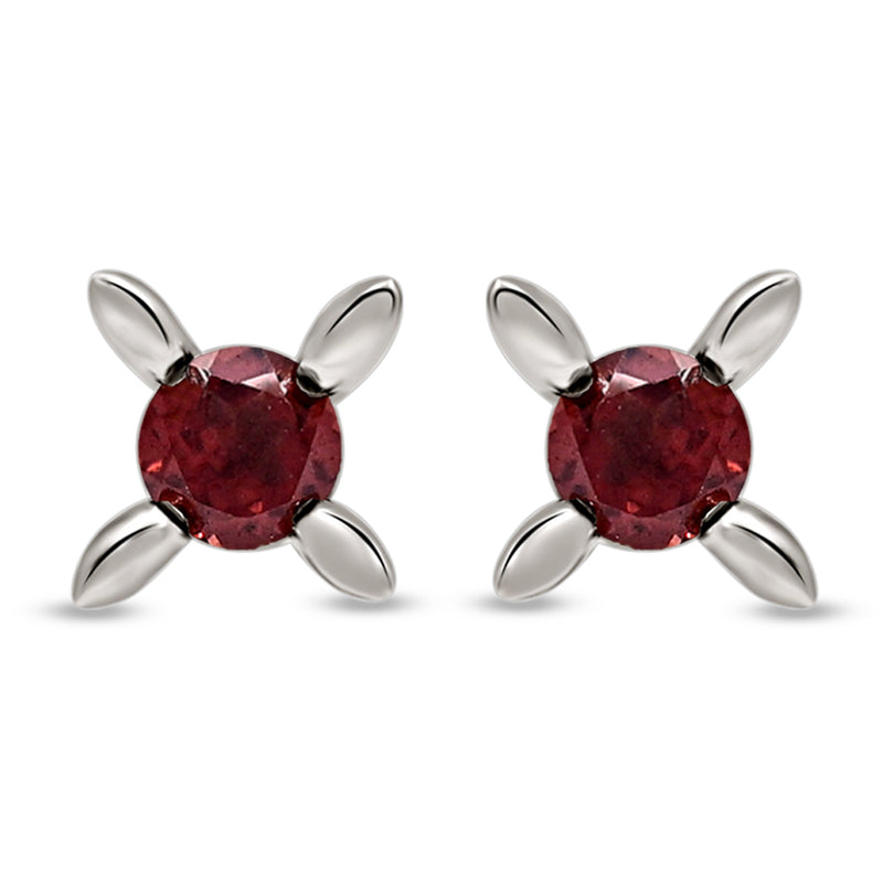 6*6 MM Round - Garnet Faceted Silver Earrings - ER2104G