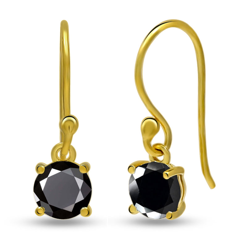 6*6 MM Round - 18k Gold Vermeil - Black Spinel Faceted Earrings - ESBC403G-BS Catalogue