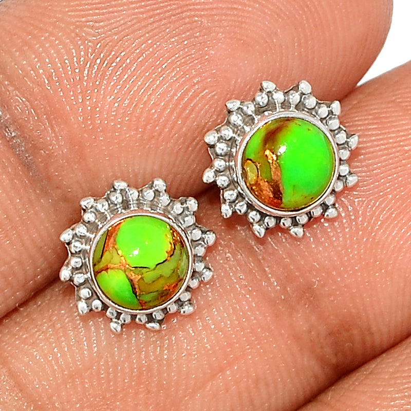 Small Filigree - Green Copper Turquoise Studs - GCTS251