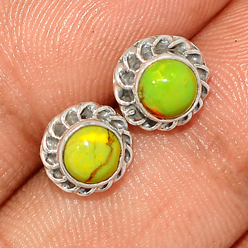 Small Filigree - Green Copper Turquoise Studs - GCTS265