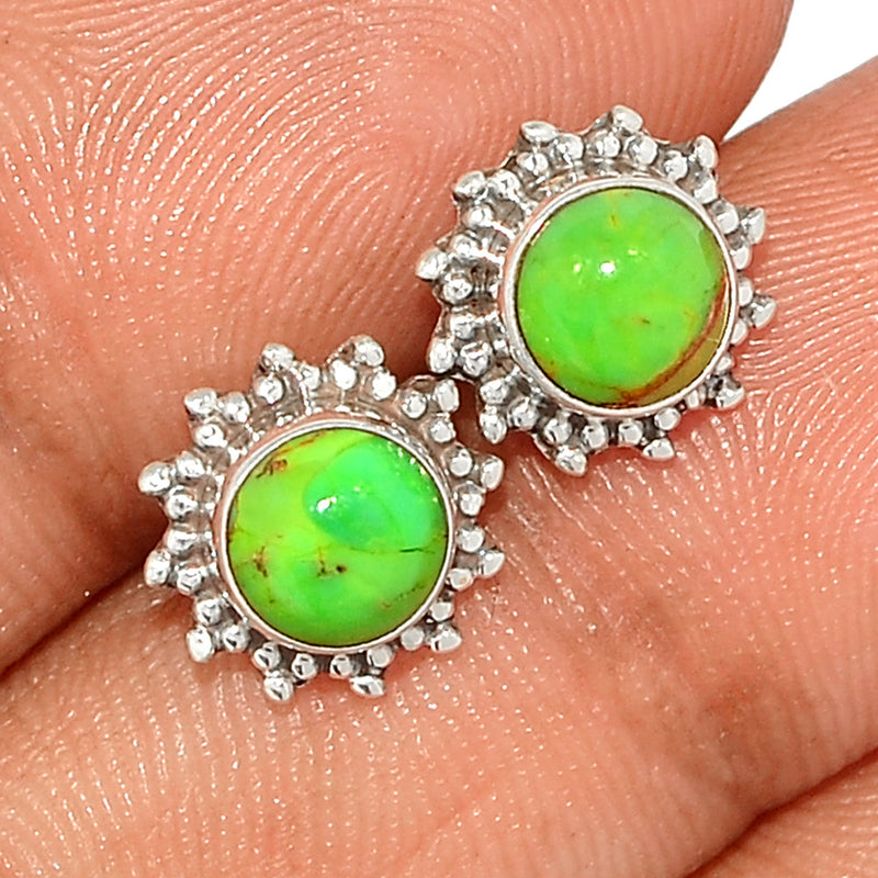 Small Filigree - Green Copper Turquoise Studs - GCTS267