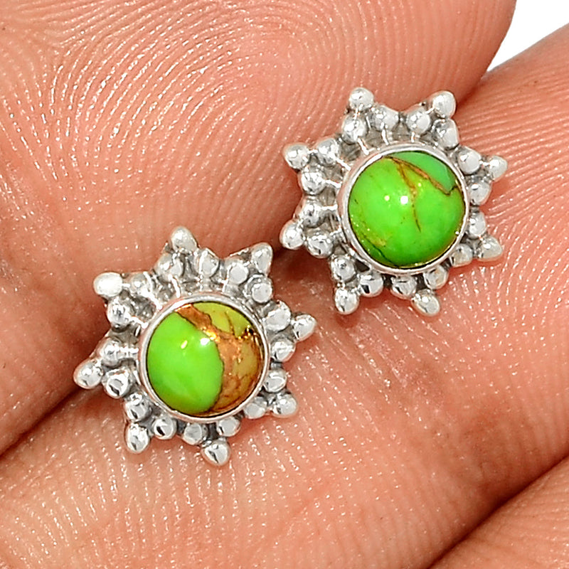 Small Filigree - Green Copper Turquoise Studs - GCTS270