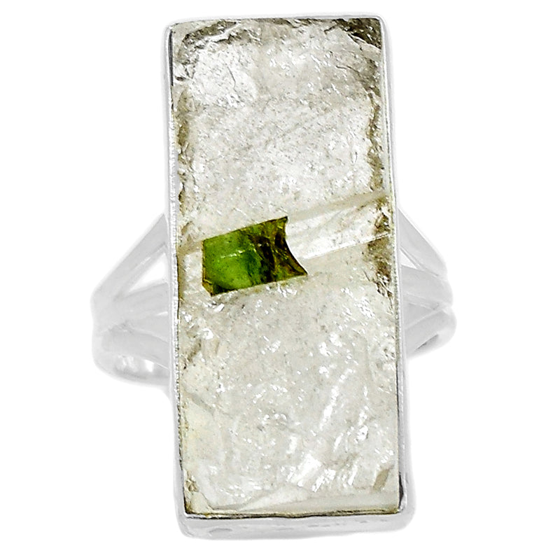 Green Tourmaline In Quartz Ring - GEQR135